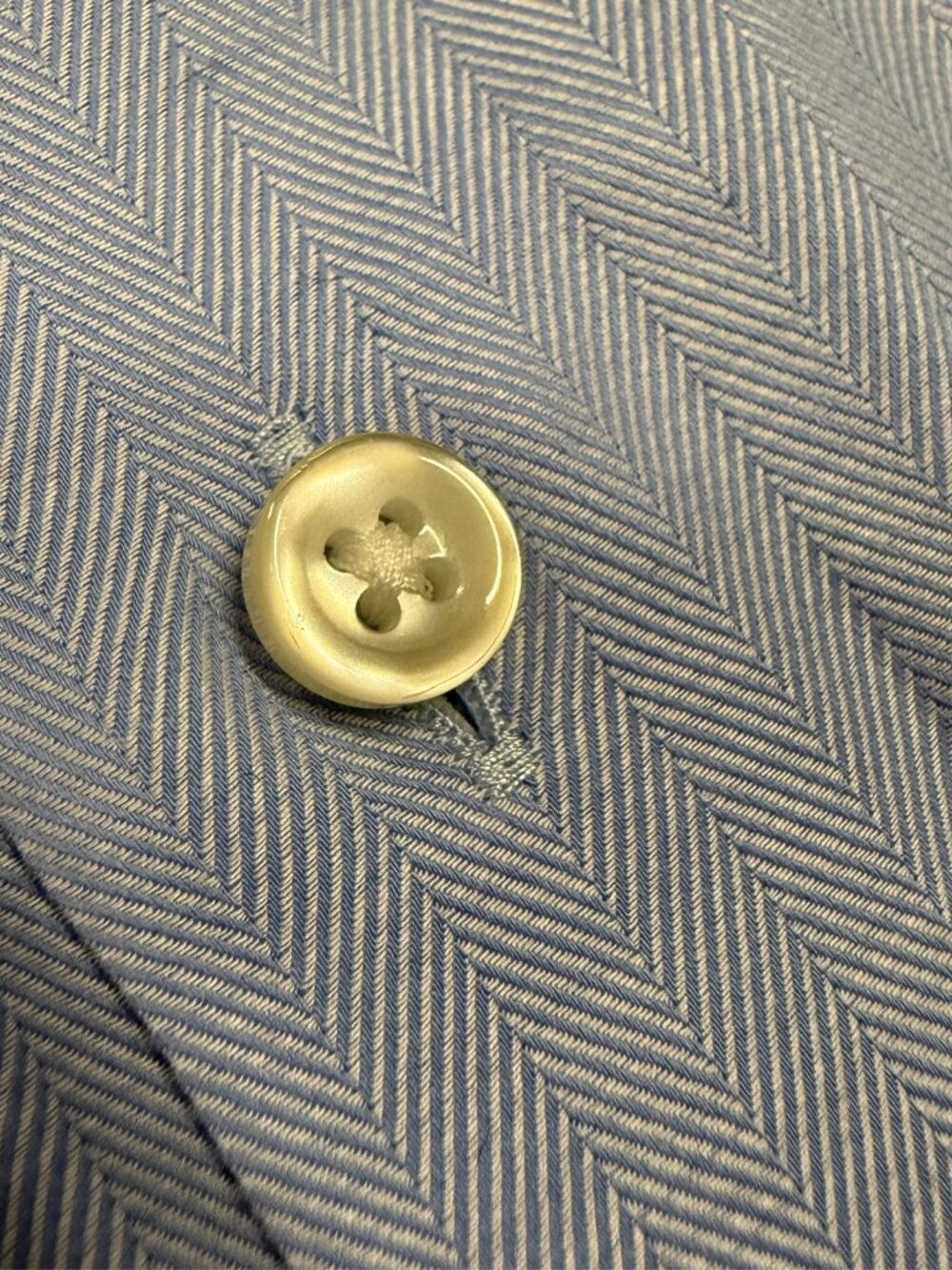Hugo Boss Dress Shirt W/ French Cuffs Herringbone Cotton Blue 43 17 XL - Picture 5 of 9